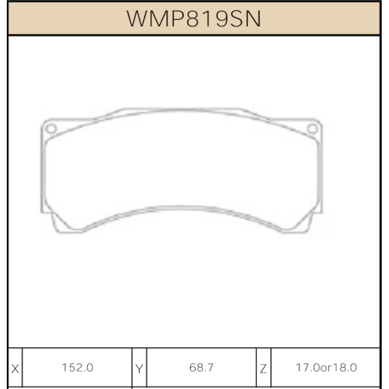 Winmax WMP819SN Rennbremsbelag 26mm (TCR VA)